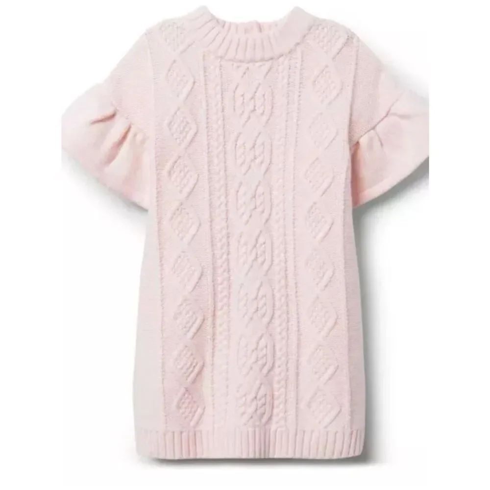 Janie and Jack Pastel Pink Cable knit flutter sleeve sweater dress size 6